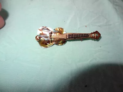 Vintage Gold Tone & Abalone Guitar Shape Brooch/Pin • $6.99