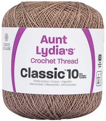 3 Pack Aunt Lydia's Classic Crochet Thread Size 10-Taupe Clair 154-8550 • £16.09