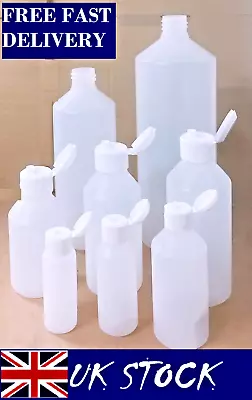 Plastic Bottles Natural HDPE With Flip Top Lid 30/50/100/150/200/250/500/1Liter  • £6.95