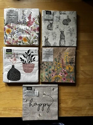 £5.99 • Buy 5 Packs Paper Napkins. Assorted. 20 In Each Pk. Unopened.Crafts/party.Decoupage