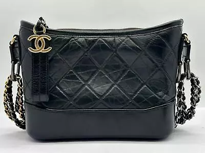 Chanel Aged Calfskin Quilted Small Gabrielle Hobo Black Bag (Pre-owned) • $4999
