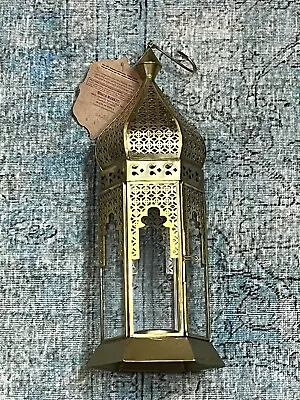 Antique Gold Table Or Hanging Lantern NEW  Candle Moroccan Style Handcrafted • $26