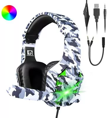 3.5mm Gaming Headset RGB LED Gaming Headphones With MIC For PC Mac PS4 Xbox One • $28.08