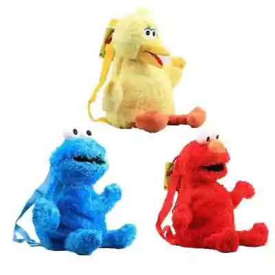 45cm Plush Backpack Bag Toy Red Elmo Blue Cookie Guy Yellow Big Bird Plush Bag • $16.95