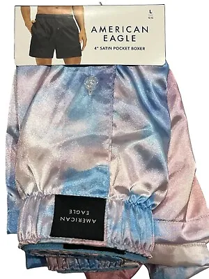 NWT AMERICAN EAGLE Satin Pocket Boxer Sz XS-S-M-L-XL Blue Pink #35 • $25