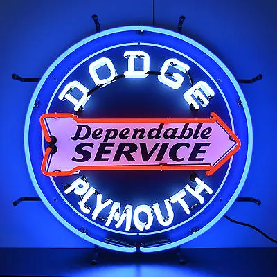 Dodge Plymouth Dependable Service Neon Sign - Chrysler - Mopar - Dealership Hemi • $449.97