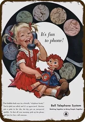 1958 Girl Talks On BELL DOLLY PHONE Vintage-Look DECORATIVE REPLICA METAL SIGN • $24.99