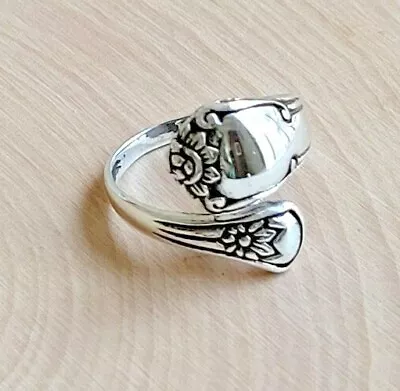 Sterling Silver Victorian Adjustable Spoon Ring Silver Spoon Ring Flower • $19.75