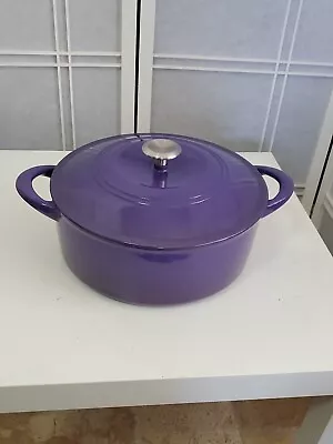 Tramontina 7 Qt Enameled Cast Iron Dutch Oven Round Purple VGC • $48