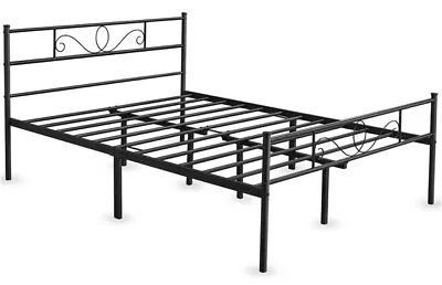 4ft6 Metal Double Bed Frame W/ Headboard Large Storage Space For Adults Teenager • £63.99