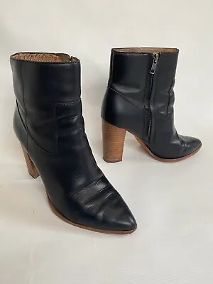 Madewell Boots The Hynde Womens 8 Black Leather Ankle Zip • $35