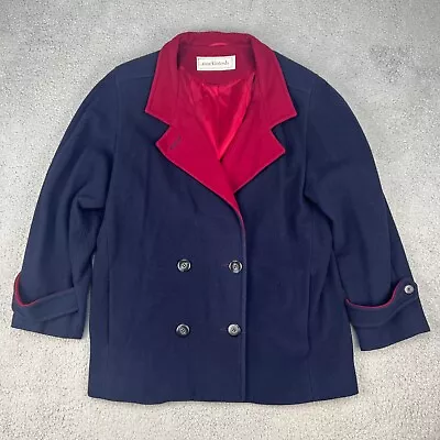 Vintage Mackintosh Wool Peacoat Womens 12 Blue Red Button Up USA Made • $39.50