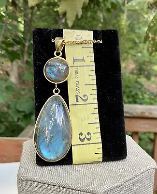 Veronese 18K Gold Clad Sterling Silver Labradorite Large Pendant QVC • $179.99