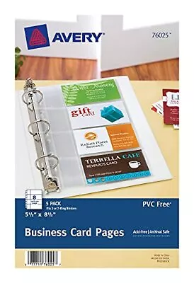 Mini Business Card Pages Clear 5.5 X 8.5 Inches Pack Of 5 (76025) • $13.99