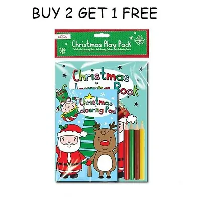 Christmas Colouring Book Pack Pencils Stocking Filler Fun Activity Kids Children • £3.25