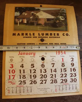 1954 Calendar From Markleville Lumber Co.  Markleville Indiana Phone 35 • $15