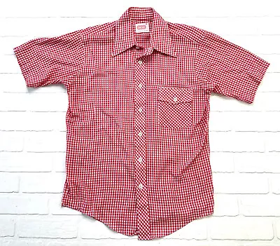 Bread Brand Front Shirt Mens Sz M Work Red And White Checkered USA Vtg 70's • $19.52