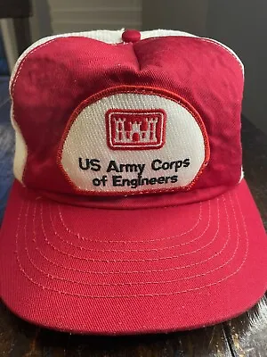 Vintage US Army Corps Of Engineers Patch Mesh SnapBack Made In USA  Hat Cap • $17.95