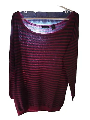 Moda International Large Mauve And Charcoal Striped Sweater • $30