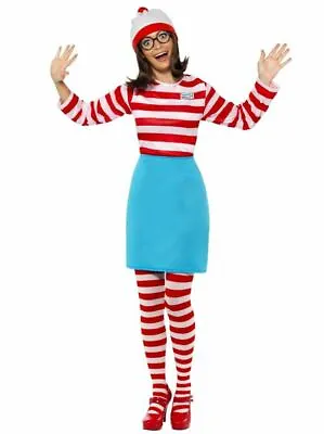 £32.99 • Buy Where's Wally Wenda Ladies Fancy Dress Costume, Tights, Hat & Glasses -Book Day
