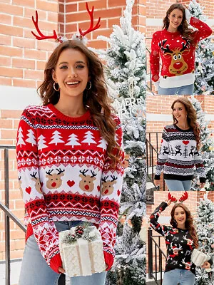 Xmas Party Costume Christmas Gift Sweater Printed Thin Long Sleeve Jumper Top • $44.42