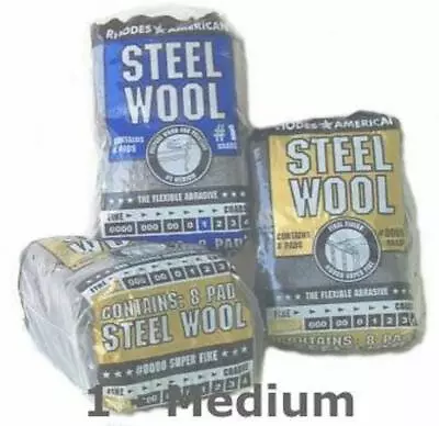 Steel Wool Grade  - # 1 Medium 8 Pad Pack • $0.99