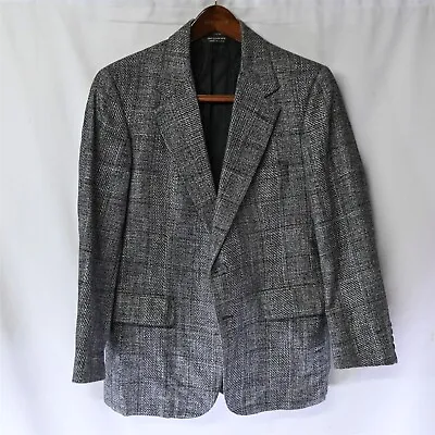 Vtg 90s 38S Gray Woven Tweed 2 Btn Blazer Suit Jacket Sport Coat • $39.99