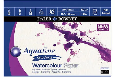 Daler Rowney Aquafine Watercolour 300gsm Gummed Pad A3 • £18.39