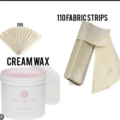 Cream Wax 425g + 50x Wooden Spatulas + 110 X Fabric Strips • £12
