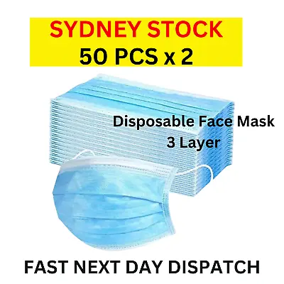 Disposable Face Mask 100 Pcs Protective Masks 3 Layer Filter General Use Bulk • $13.97