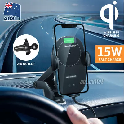 $26.75 • Buy Auto Qi Wireless Car Charging Phone Holder Charger Mount Clamping Vent Stand