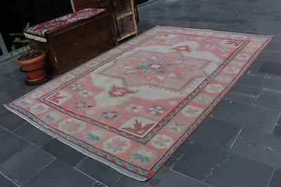 Handmade Large Rug Turkish Vintage Rug Diningroom Rug 6 X 9.2 Ft MBZ2682 • $240