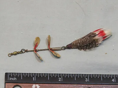 Vintage Pflueger Tandem Spinner #2/0 Feather Tail Hook Fishing Lure • $10.99