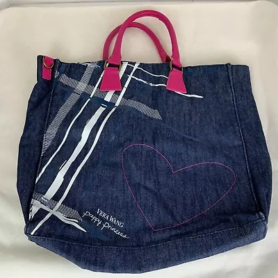 Vera Wang Preppy Princess Denim Heart Tote No Crossbody Strap • $14.99