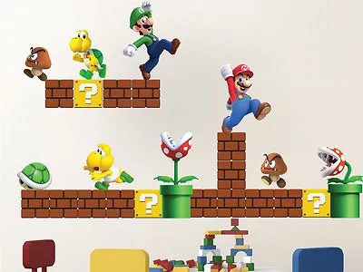 Super Mario Bros Wall Decals Nintendo Wallpaper Stickers Mario Game Room N71 • $159