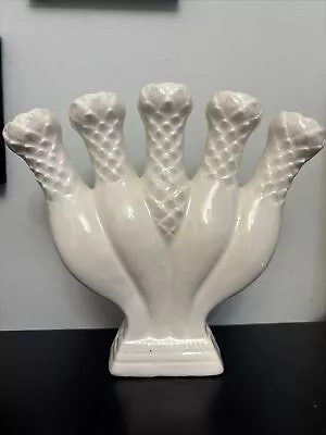 Vintage 5 Finger Porcelain Tulip Vase 7.5  • $12.50