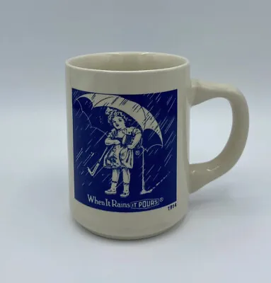 Morton Salt Girl Mug Coffee Tea Logo Advertising Cup 1914 Blue When It Rains • $7