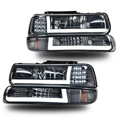 LED DRL Amber Headlights+bumper Lamps Fit For 99-02 Chevy Silverado 00-06 Tahoe • $89.95