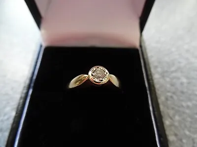 £80 • Buy 9ct Yellow Gold Diamond Solitaire Ring. Size M. 0.05ct. Beautiful Design.
