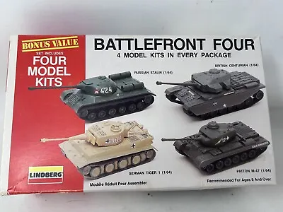 Lindberg Battlefront Four Model Kits - 4 Tanks USA British Russian & German • $49.95