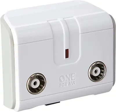 One For All Signal Booster/Splitter For TV - 2 Outputs 14x Amplified - Plug And • £35.27