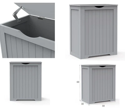 £48.99 • Buy Large Laundry Linen Cabinet Bathroom Storage Chest Wooden Linen Hamper Bin Grey