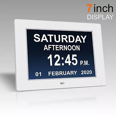 Big Digital Alarm Clock Large Day Date Calender LCD Display Dementia Memory Loss • £34.50