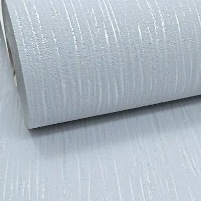 Light Grey Crystal Metallic Silver Glitter Textured Vinyl Plain Thick Wallpaper  • £13.49