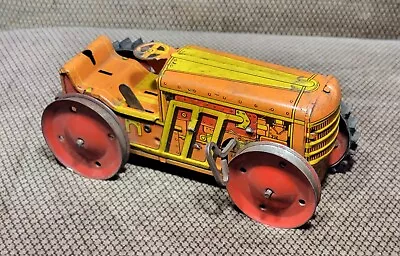 Vintage Marx Toy Wind Up Tin Bulldozer/Tractor Lithograph Yellow & Orange Works! • $25.99