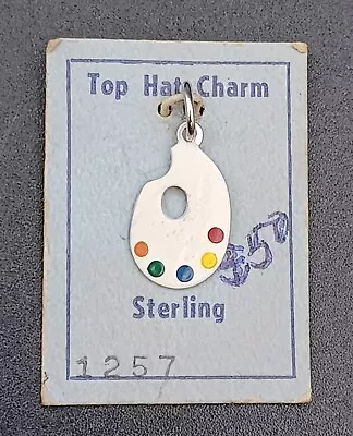 Vintage Artist's Enamel Paint Palette Sterling Silver Charm - Top Hat Brand • $19.99