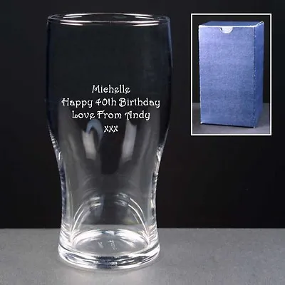 £8.99 • Buy Personalised 1 Pint Tulip Lager Beer Glass Engraved 40th 50th 60th Birthday Gift