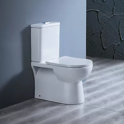 Back To Wall Rimless Dual Flush Toilet Suite Soft Close P S TRAP Hygiene Glaze • $389