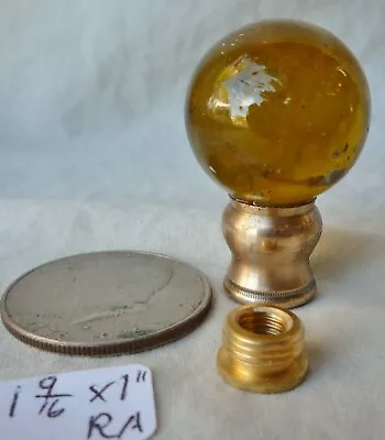 Lamp Finial 1  Medium Amber Glass Ball 1 9/16  H (per Ea)  W/ REMOVABLE REDUCER • $16.99