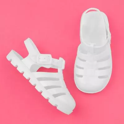 Walkright Girls Sandals  White Kids Flat Buckle Gripped Jelly Flexible Weymouth • £7.99